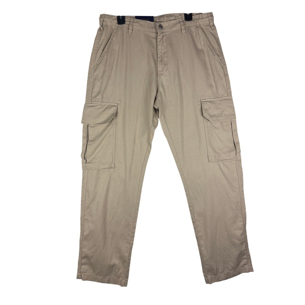 Jachs New York Mens Tan Linen Blend Cargo Pants Size 38 Straight Leg 1980052 NEW